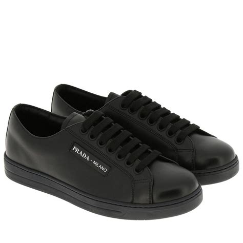 prada sneakers black leather|Prada black sneakers men.